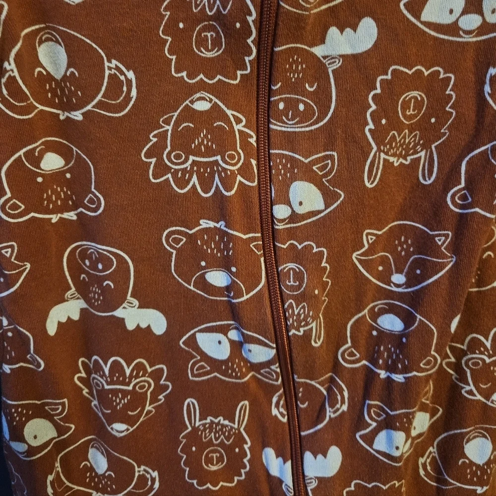 Wonder Nation Rust Orange Kids Zip Up Footie with Fun Patterns